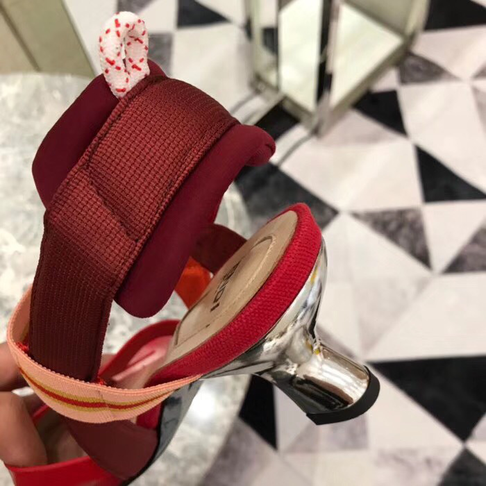F**di Slingbacks Red Mid Heel Shoes 5cm
