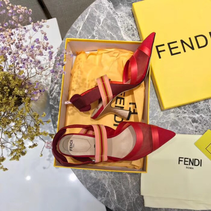 F**di Slingbacks Red High Heel Shoes 8cm