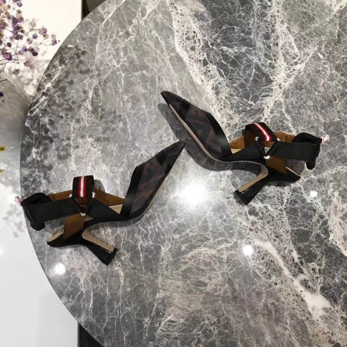 F**di Slingbacks Black Brown High Heel Shoes 8cm