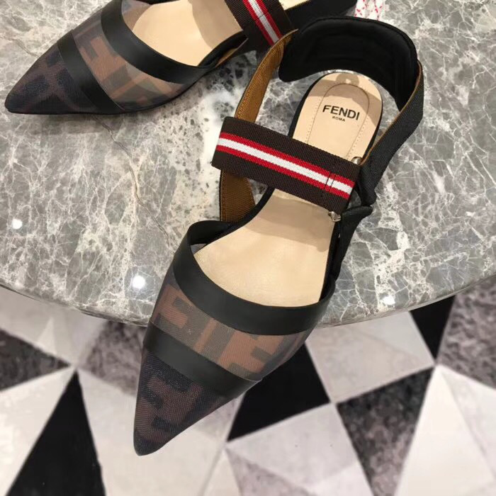 F**di Slingbacks Black Brown Flat-soled Shoes