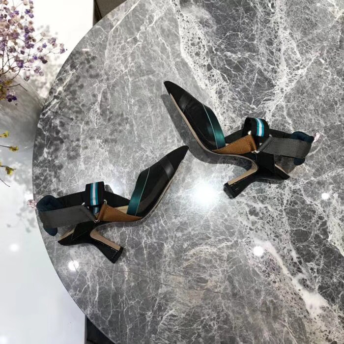 F**di Slingbacks Blue Black High Heel Shoes 8cm