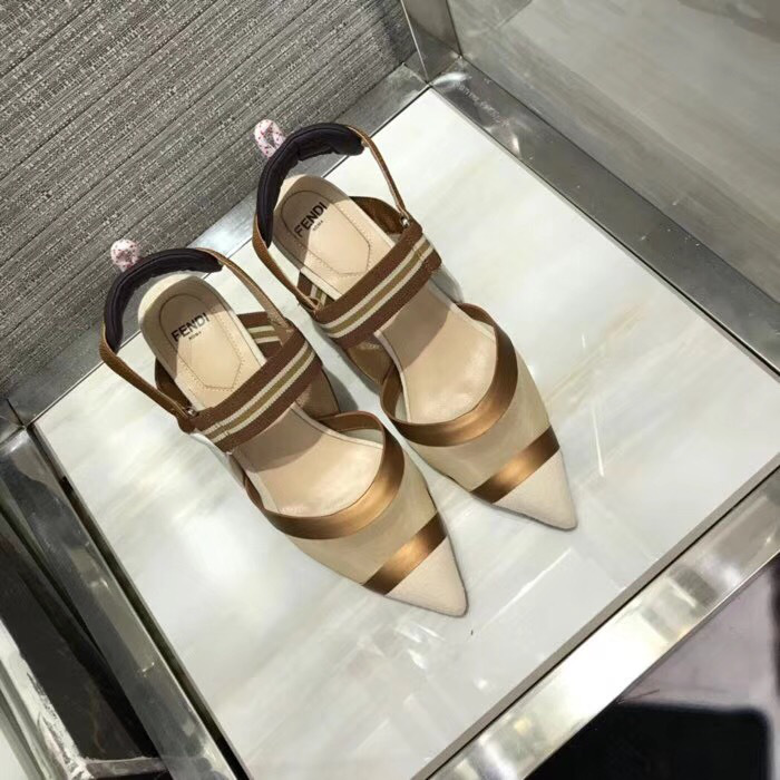 F**di Slingbacks White High Heel Shoes 8cm