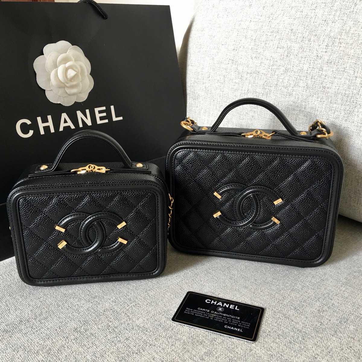 Ch**el Medium Caviar Vanity Bag Black