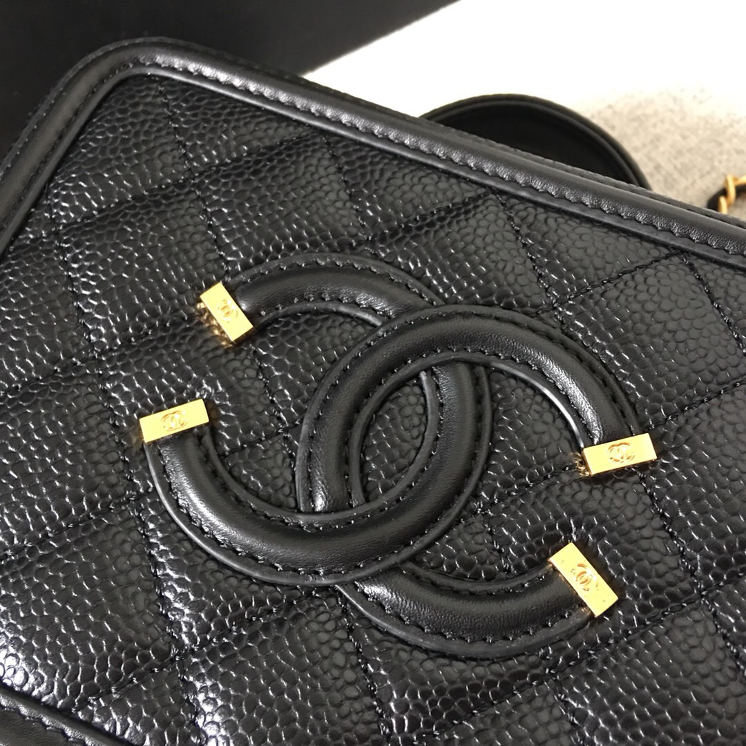 Ch**el Small Makeup Caviar Vanity Bag Black