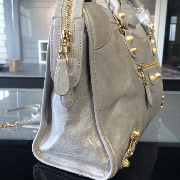 Ba1en*iaga Motorcycle Large Handbag Light Gray