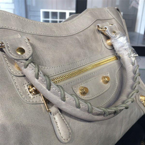 Ba1en*iaga Motorcycle Large Handbag Light Gray