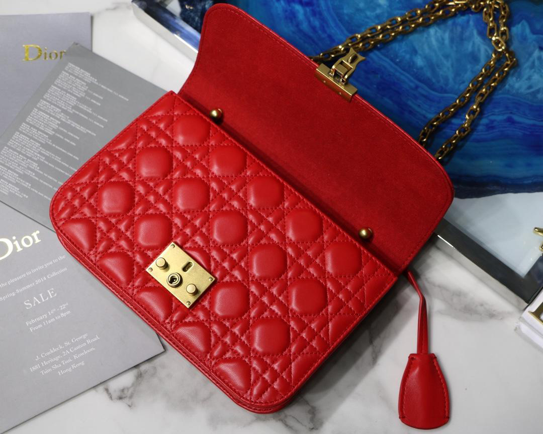 D10r Addict Lambskin retro chain Red bag