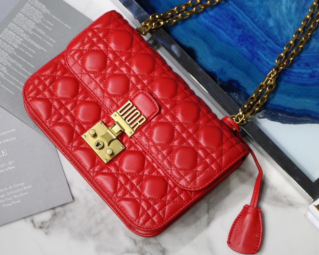 D10r Addict Lambskin retro chain Red bag