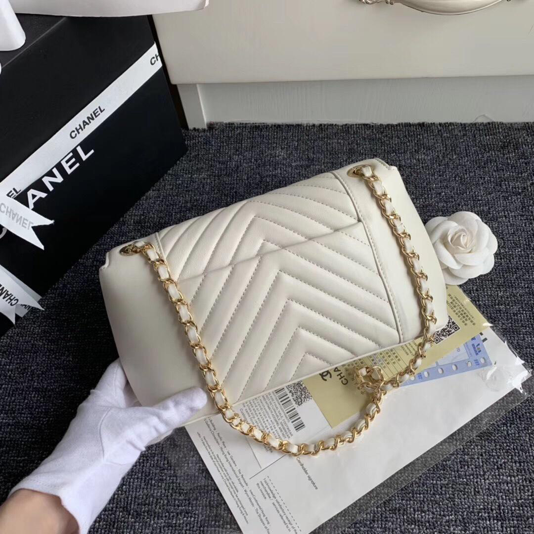 Ch**el Original Lambskin Flap Bag with White Bagsaa