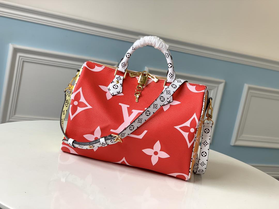 LV Speedy Bandoulière Red and Pink Handbag 30cm M44572 