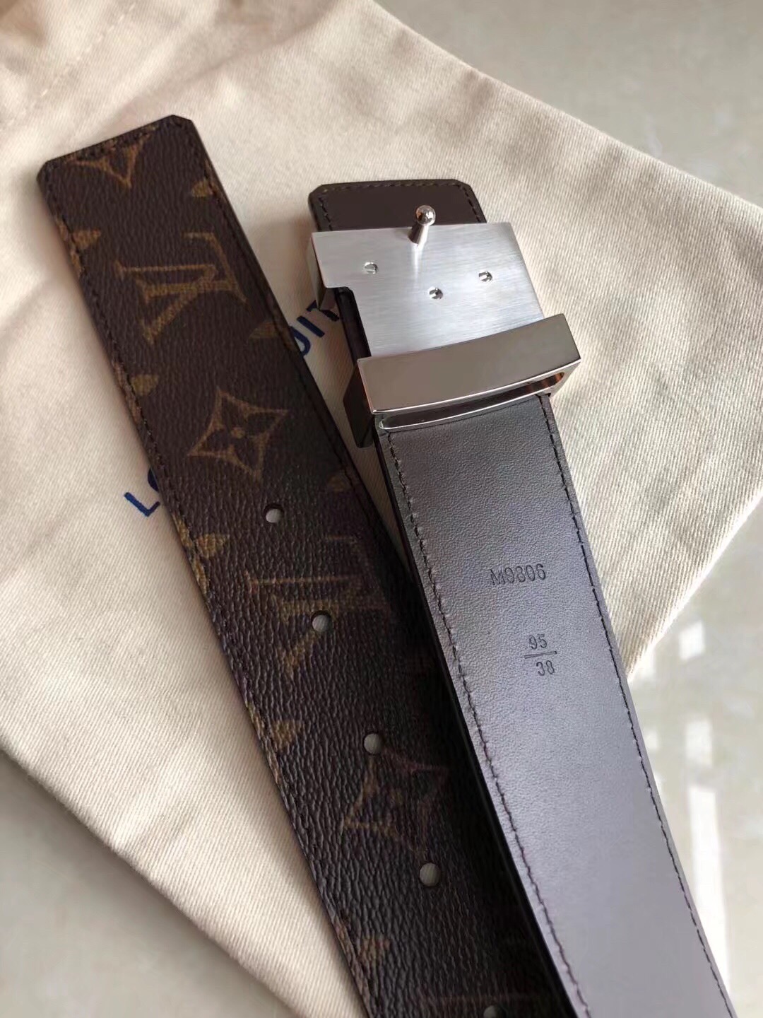 L0vis Vvtt0n Monogram Belt Silver Hardware Bagsaa