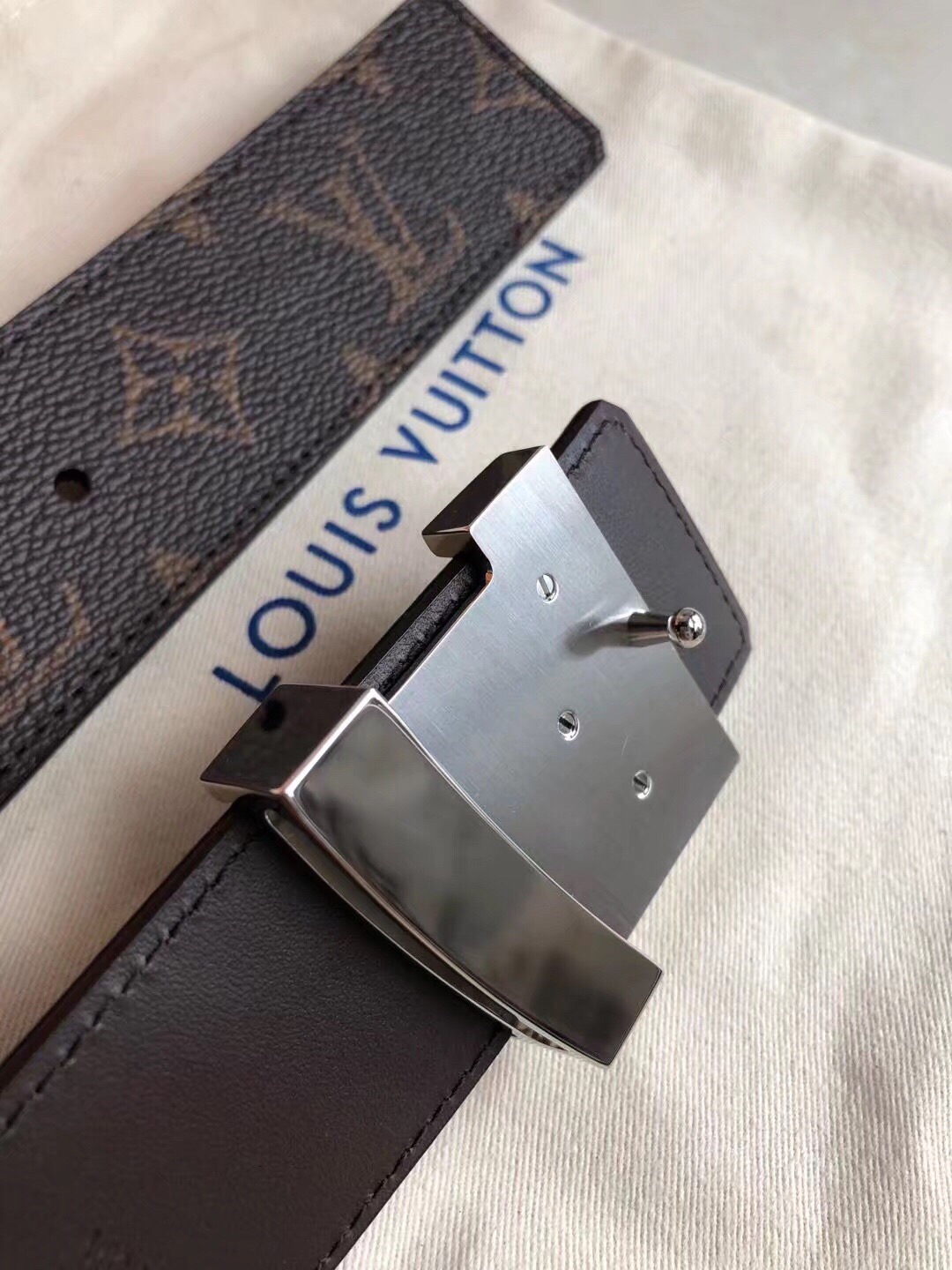 L0vis Vvtt0n Monogram Belt Silver Hardware Bagsaa