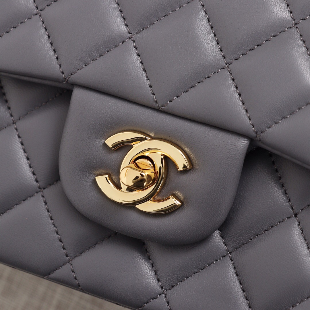 Ch**el Flap Bag 25cm Gray Gold Hardware Bagsaa