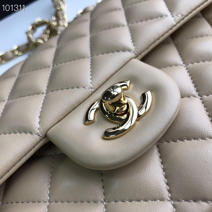 Ch**el Flap Bag 25cm Apricot Gold Hardware Bagsaa