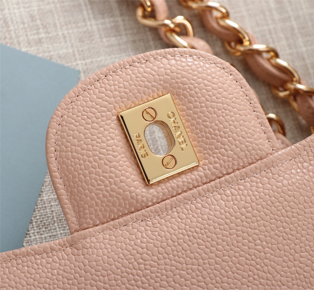 Ch**el Flap Bag 1113 30cm Cavier Pink Gold Hardware
