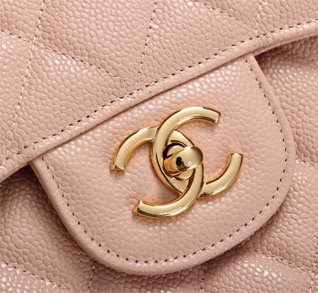 Ch**el Flap Bag 1113 30cm Cavier Pink Gold Hardware