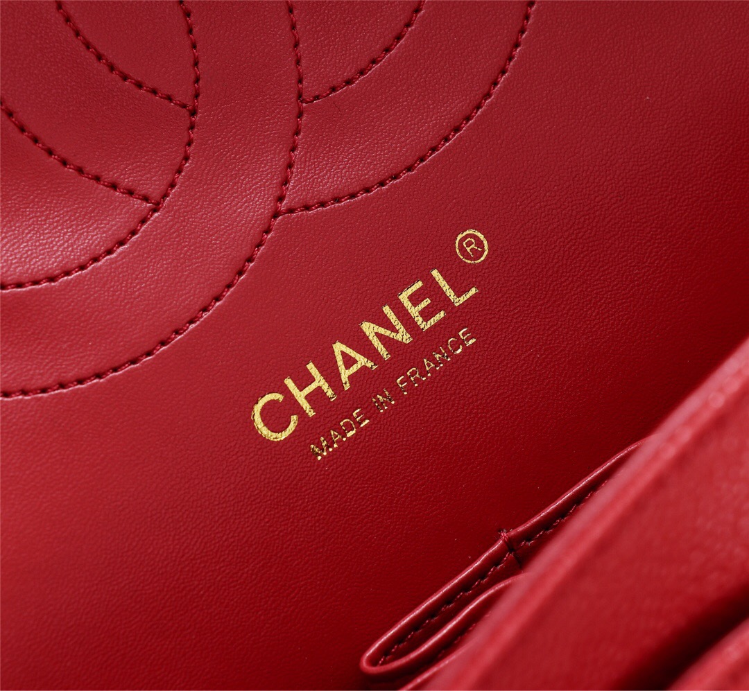 Ch**el Flap Bag 1113 30cm Cavier Red Gold Hardware