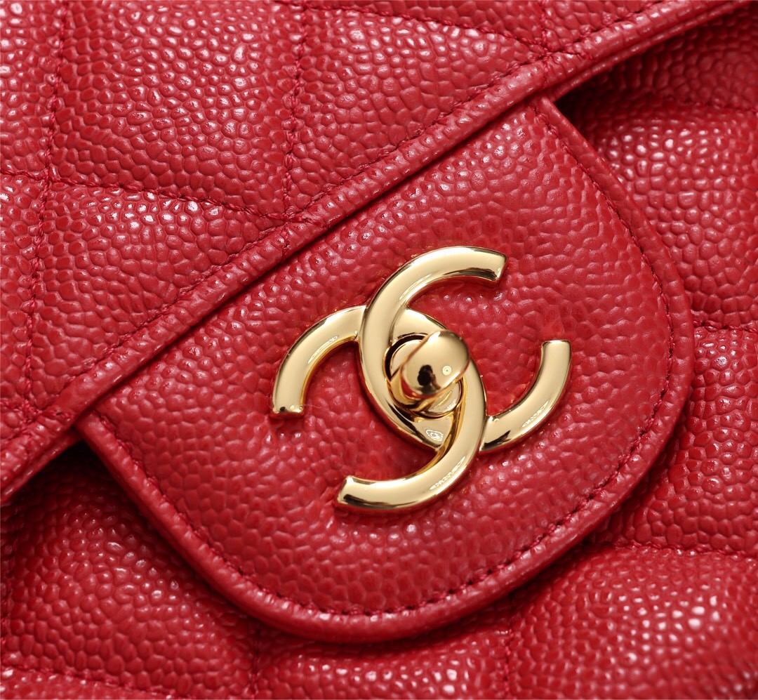 Ch**el Flap Bag 1113 30cm Cavier Red Gold Hardware