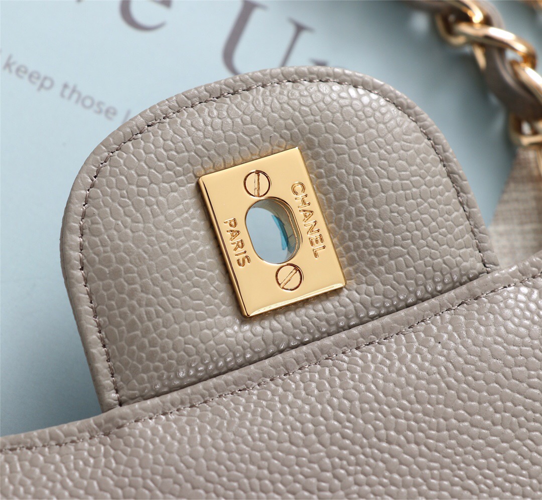 Ch**el Flap Bag 1113 30cm Cavier Gray Gold Hardware