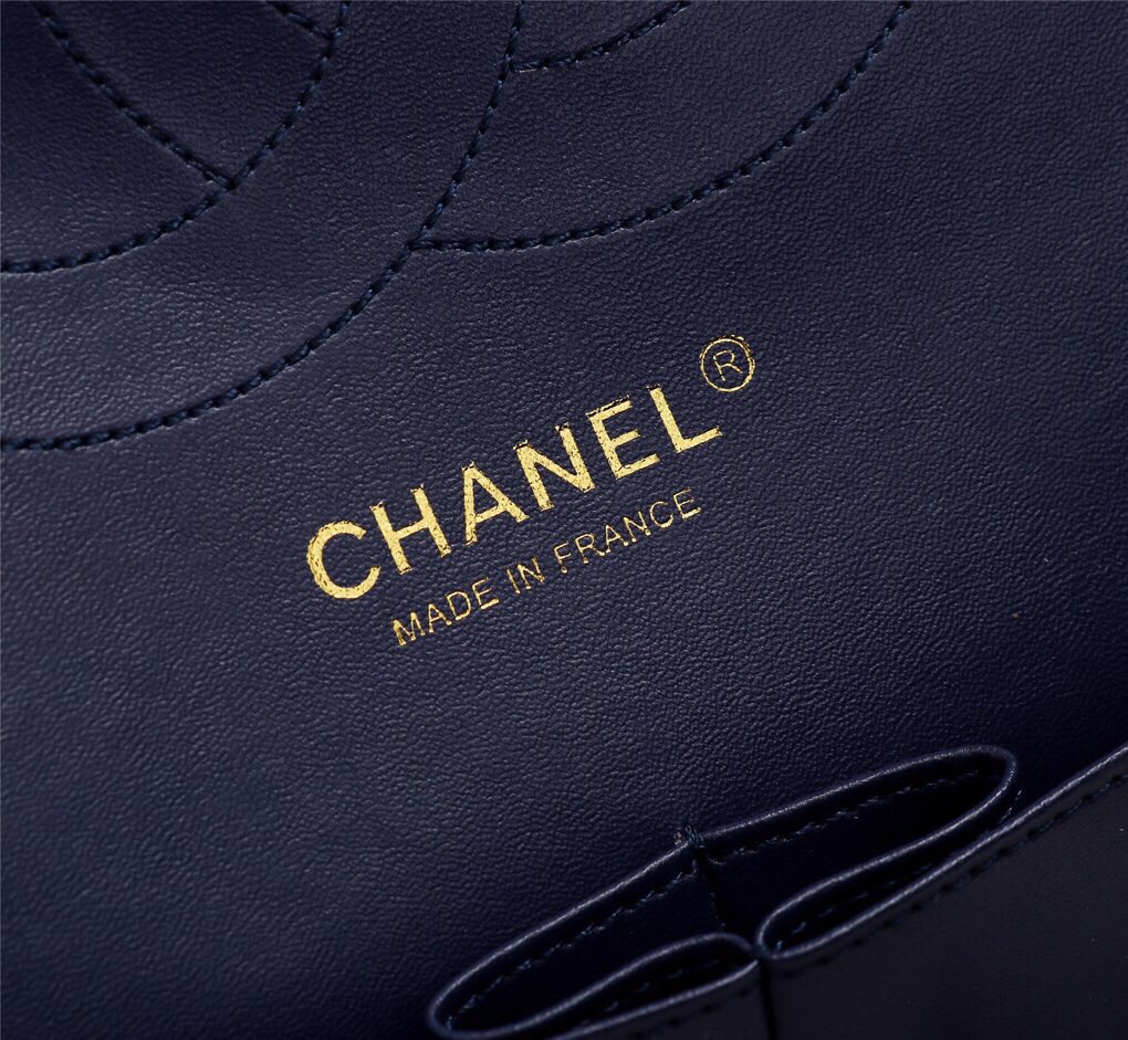 Ch**el Flap Bag 1113 30cm Lambskin Blue Gold Hardware