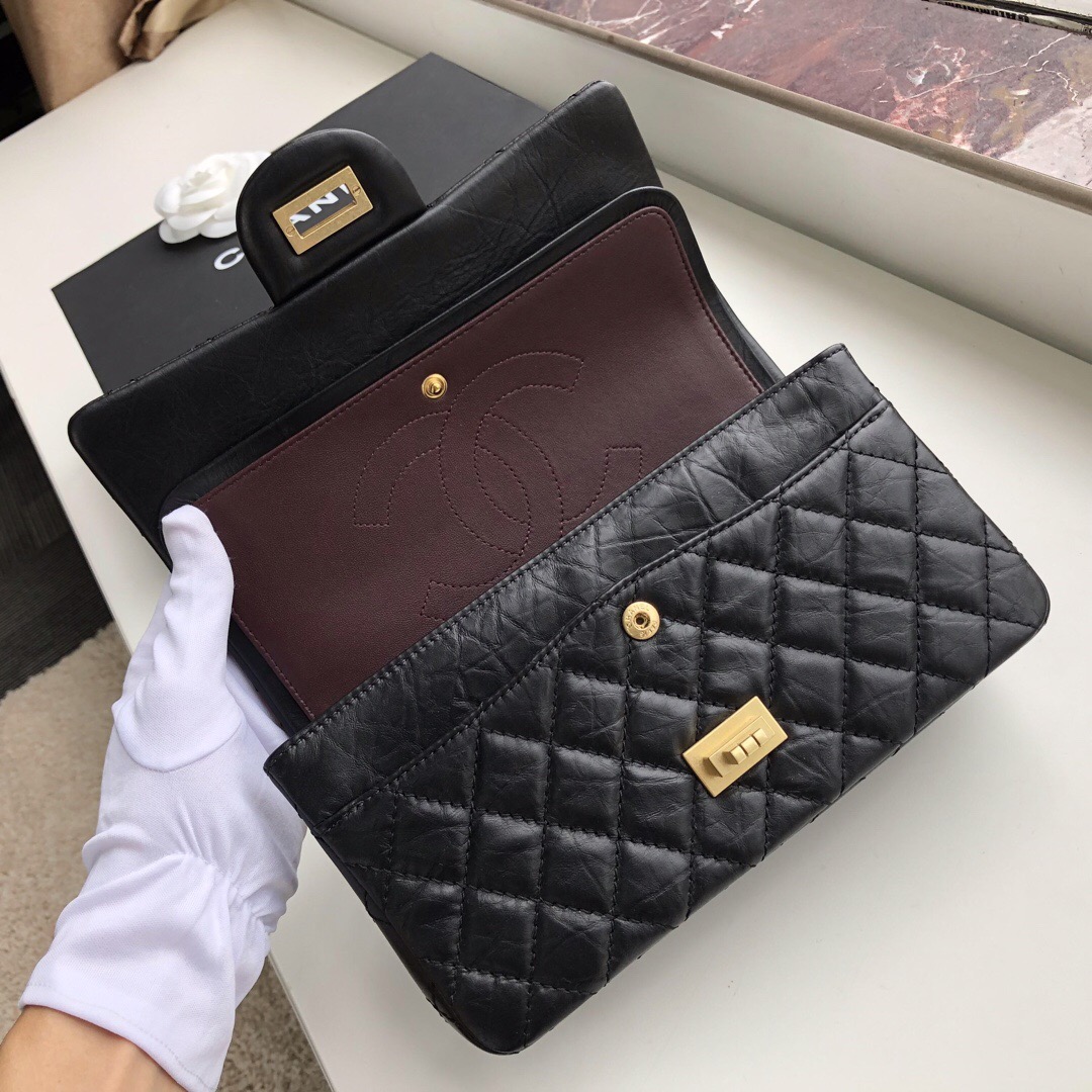 Ch**el Bag 25cm Black with Gold Hardware 