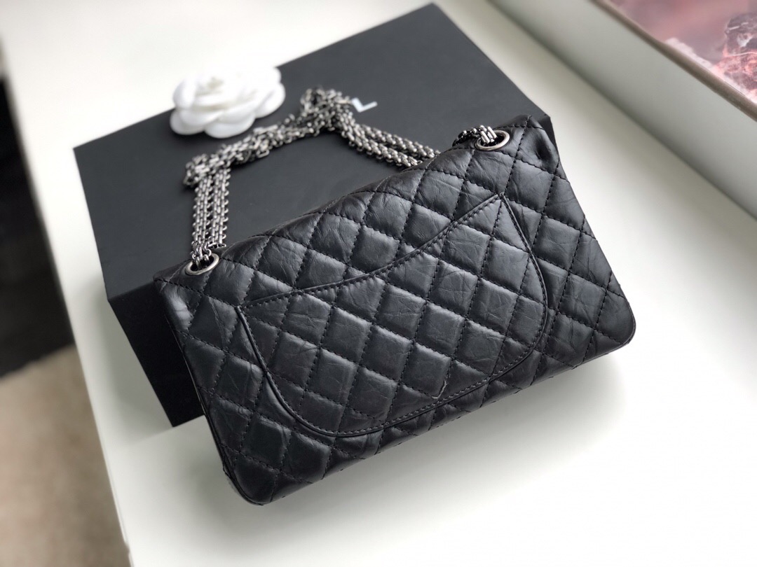 Ch**el Bag 25cm Black with Silver Hardware