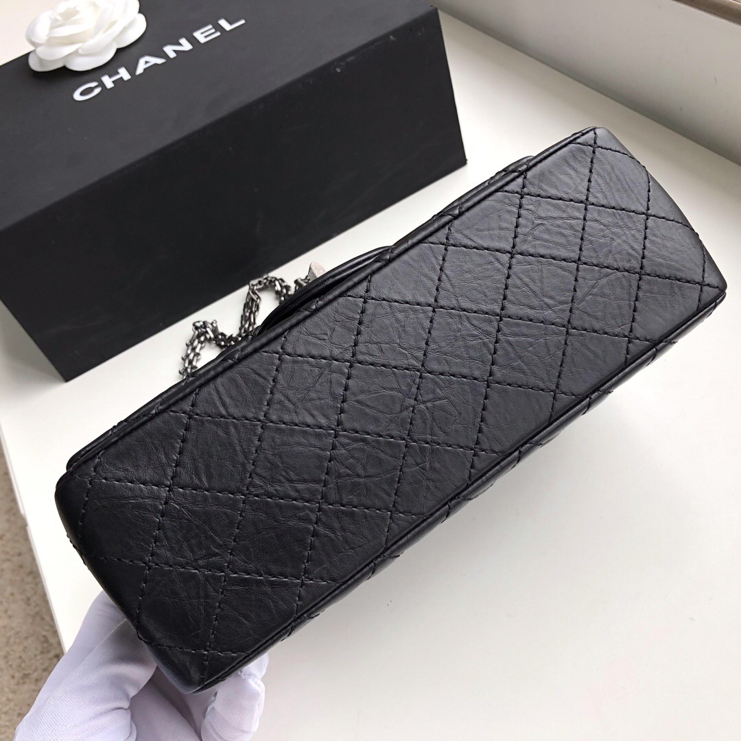 Ch**el Bag 25cm Black with Silver Hardware