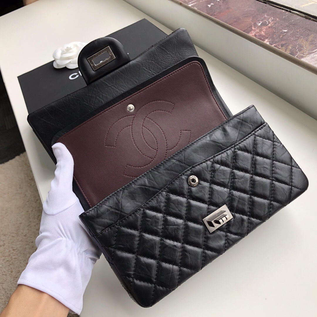 Ch**el Bag 25cm Black with Silver Hardware