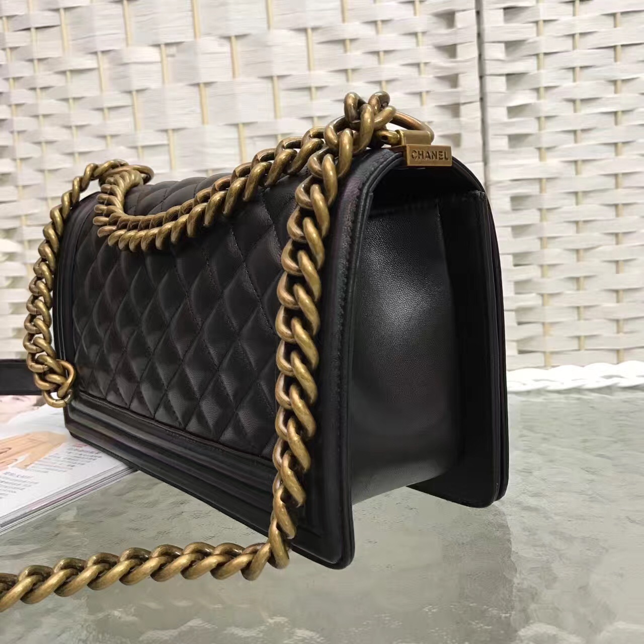 Ch**el Leboy Lambskin Black 25cm Gold hardware