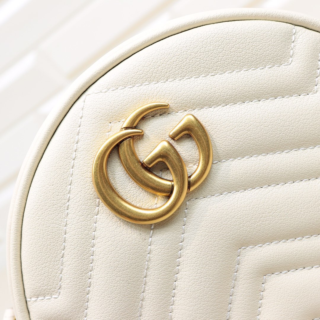 Gvc*1 GG Marmont mini round shoulder bag White 550154