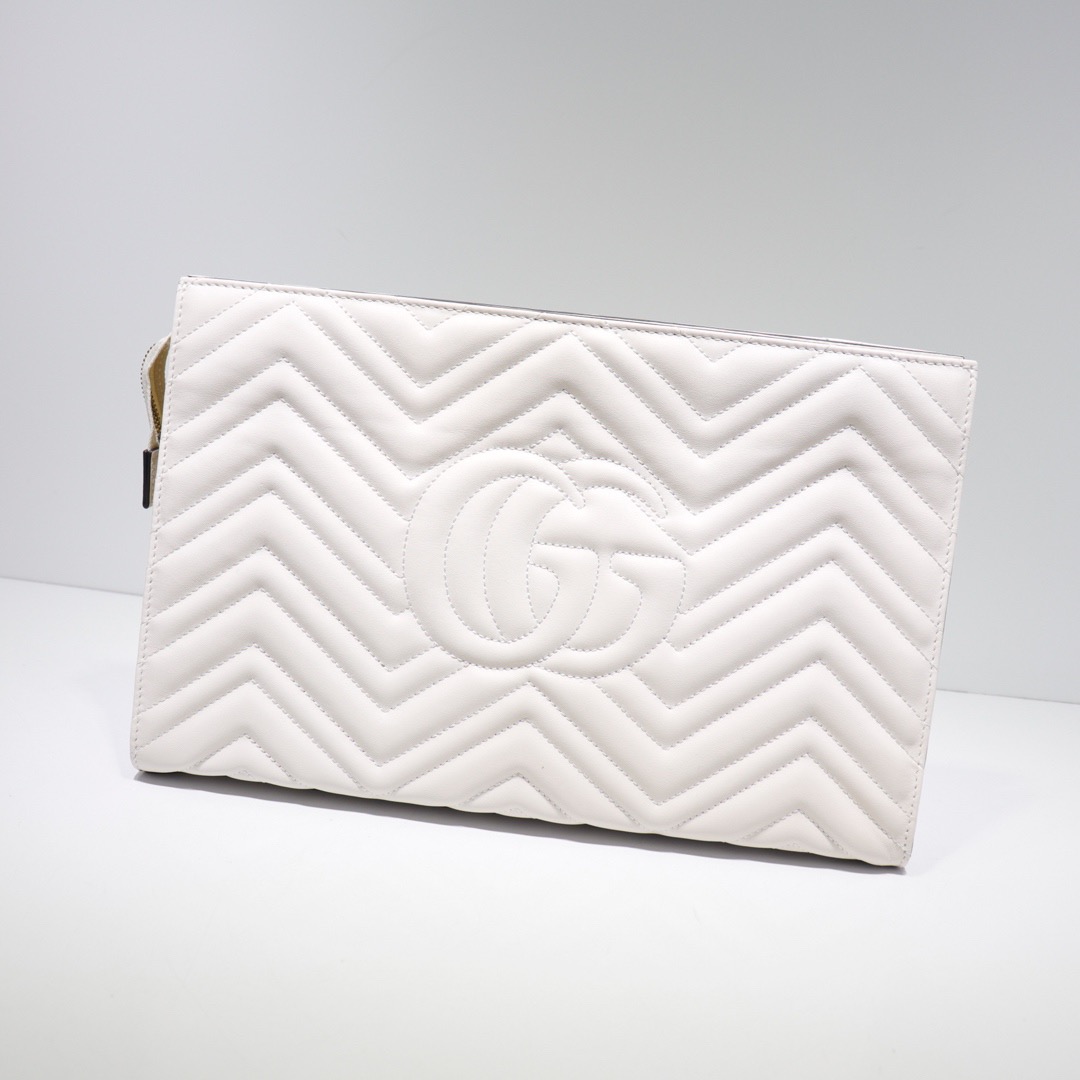 Gvc*1 Women GG Marmont matelassé clutch White 448450