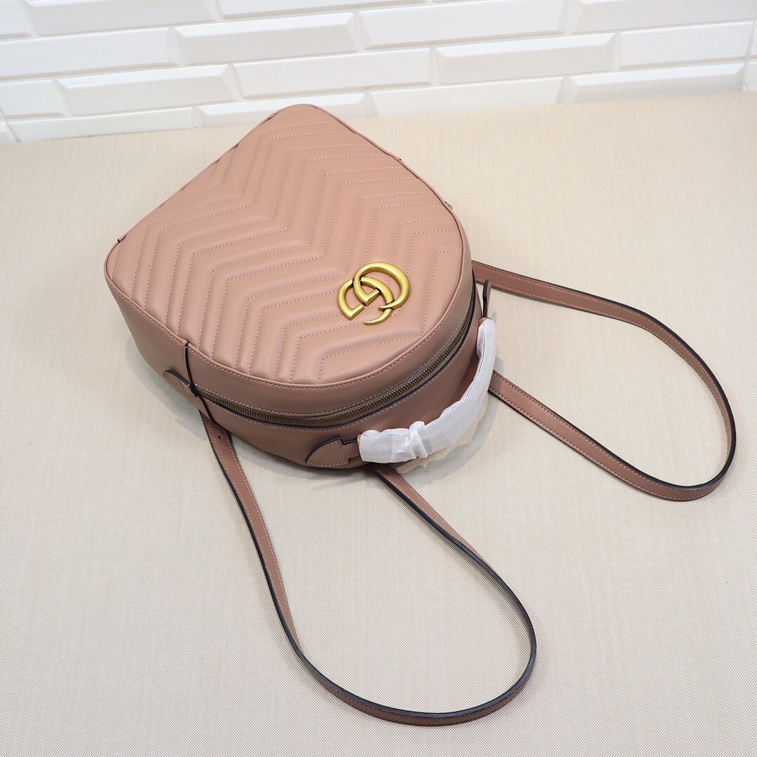 Gvc*1 GG Marmont Quilted Leather Backpack 476671 Pink