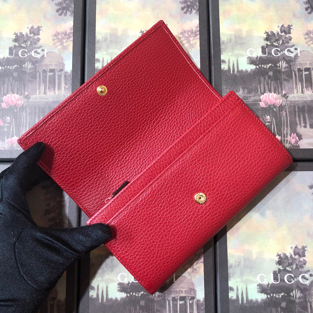 GG leather continental wallet Red