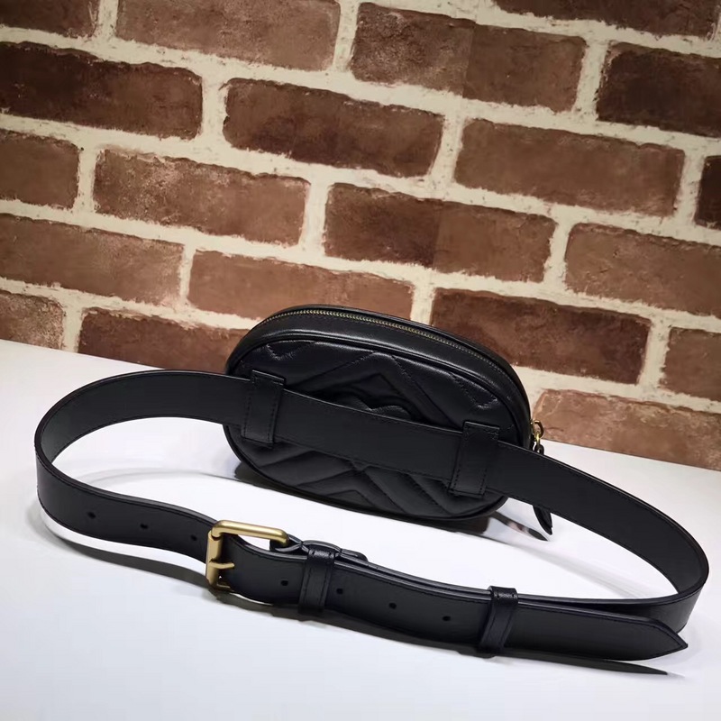 GG Marmont matelassé leather belt Black bag 476434