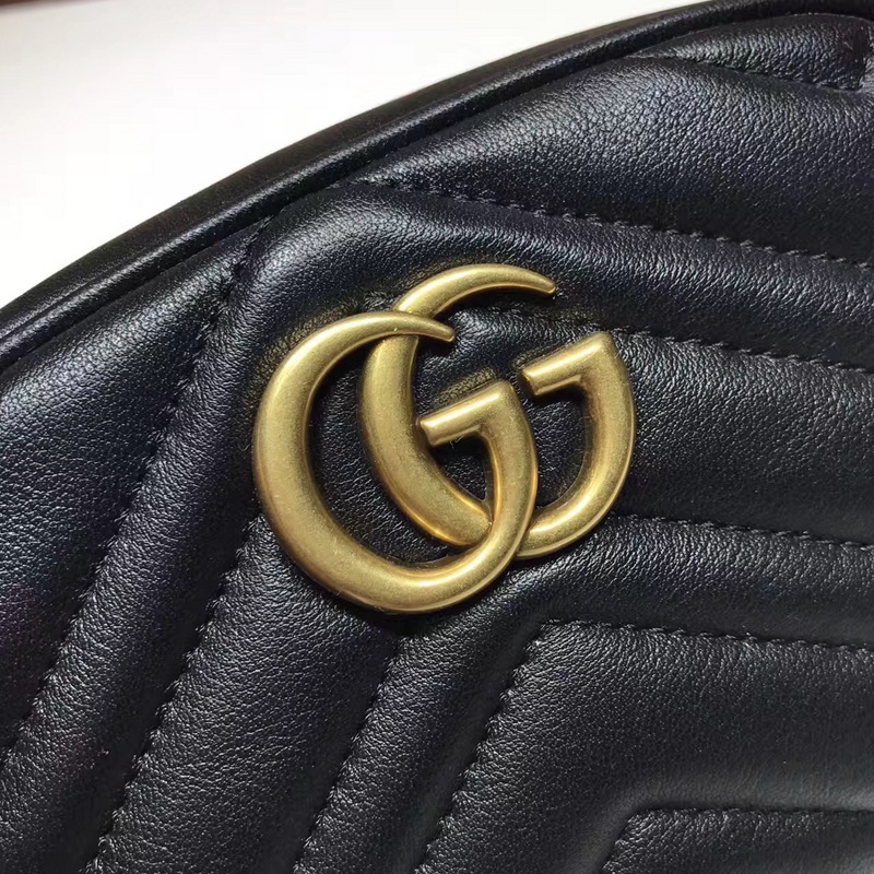 GG Marmont matelassé leather belt Black bag 476434