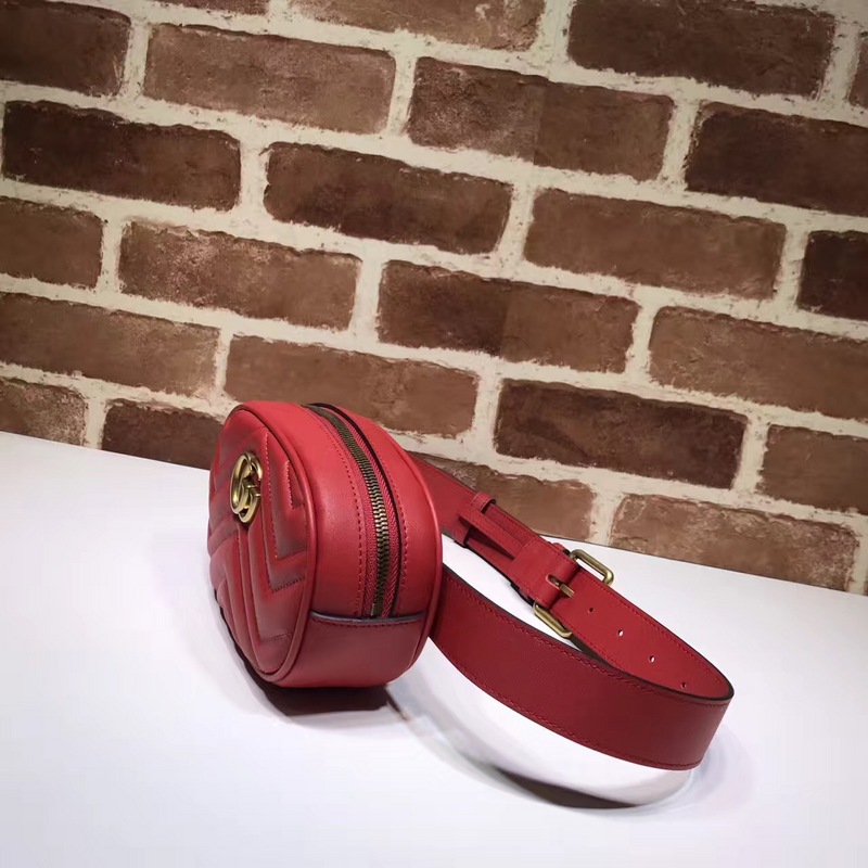GG Marmont matelassé leather belt Red bag 476434