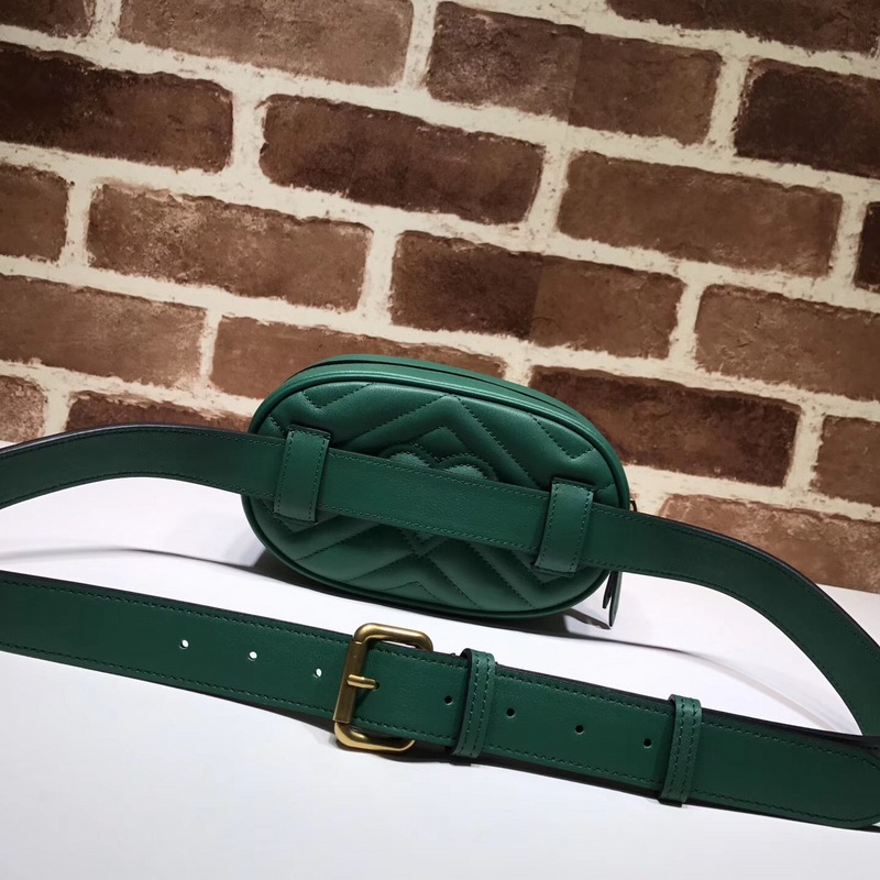 GG Marmont matelassé leather belt Green bag 476434