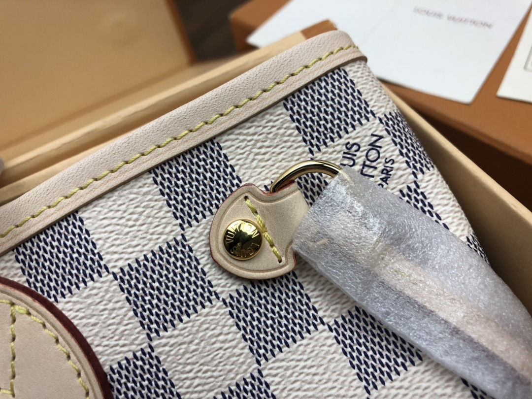 Bagsaaa LV N40605 Neverfull PM Tote Bag Damier Azur - 29cm