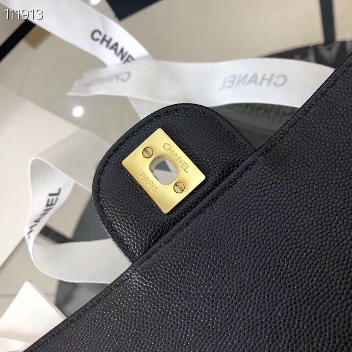 Ch**el Flap Bag Caviar in Black 25cm with Gold Hardware
