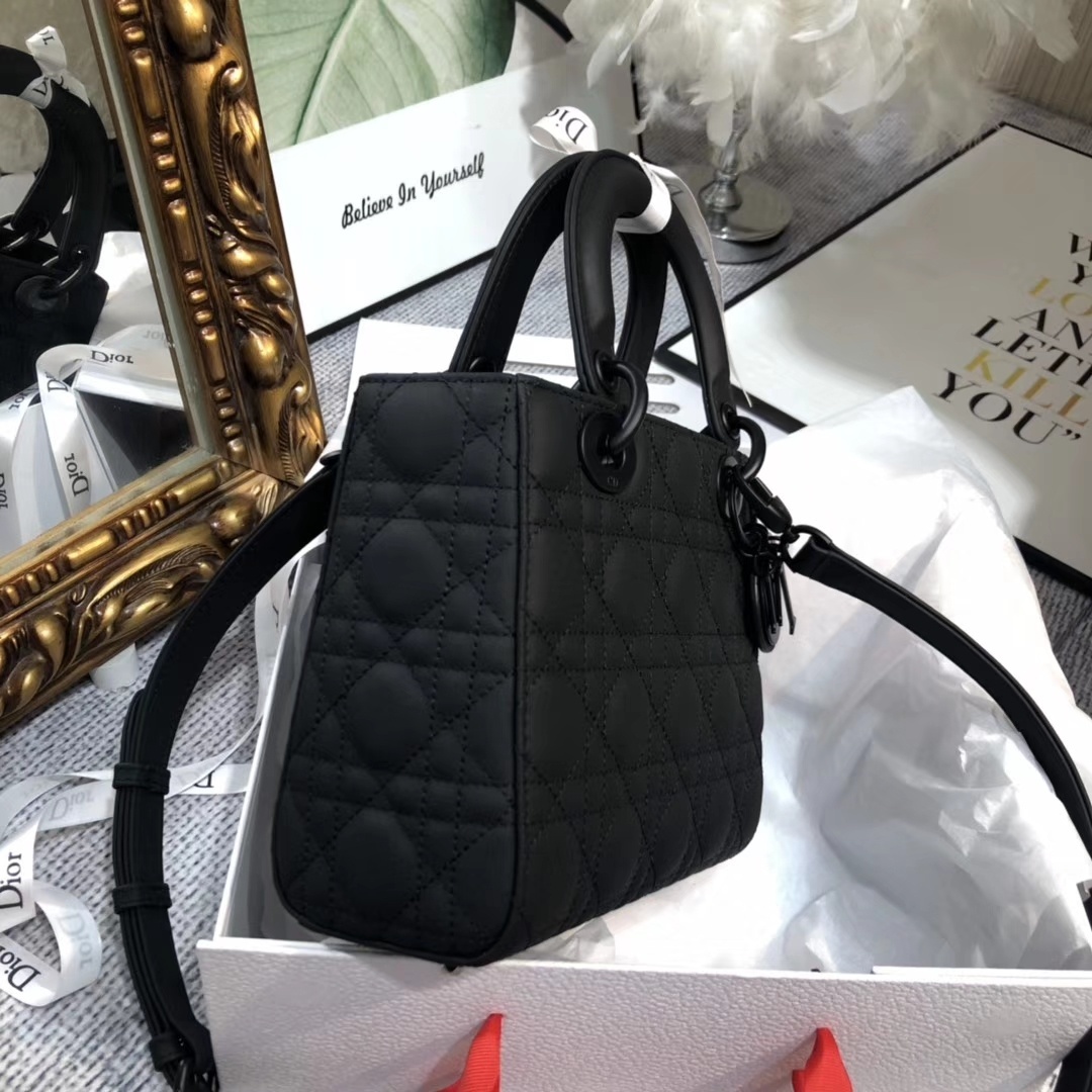 Bagsaaa D10r Small Lady D10r My ABCD10r Bag Black Ultramatte Cannage Calfskin - 20cm