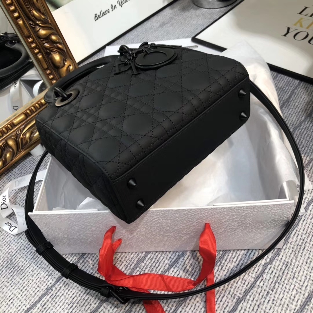 Bagsaaa D10r Small Lady D10r My ABCD10r Bag Black Ultramatte Cannage Calfskin - 20cm