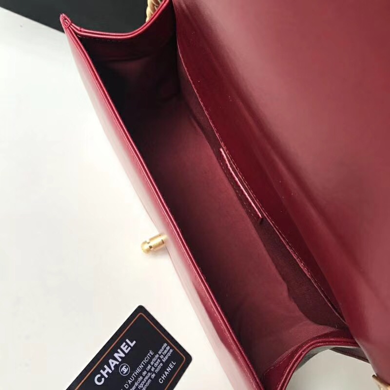 Ch**el Leboy Lambskin 25cm Wine Red