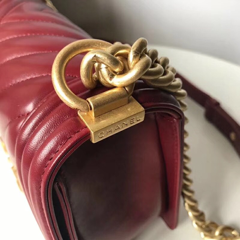 Ch**el Leboy Lambskin 25cm Wine Red