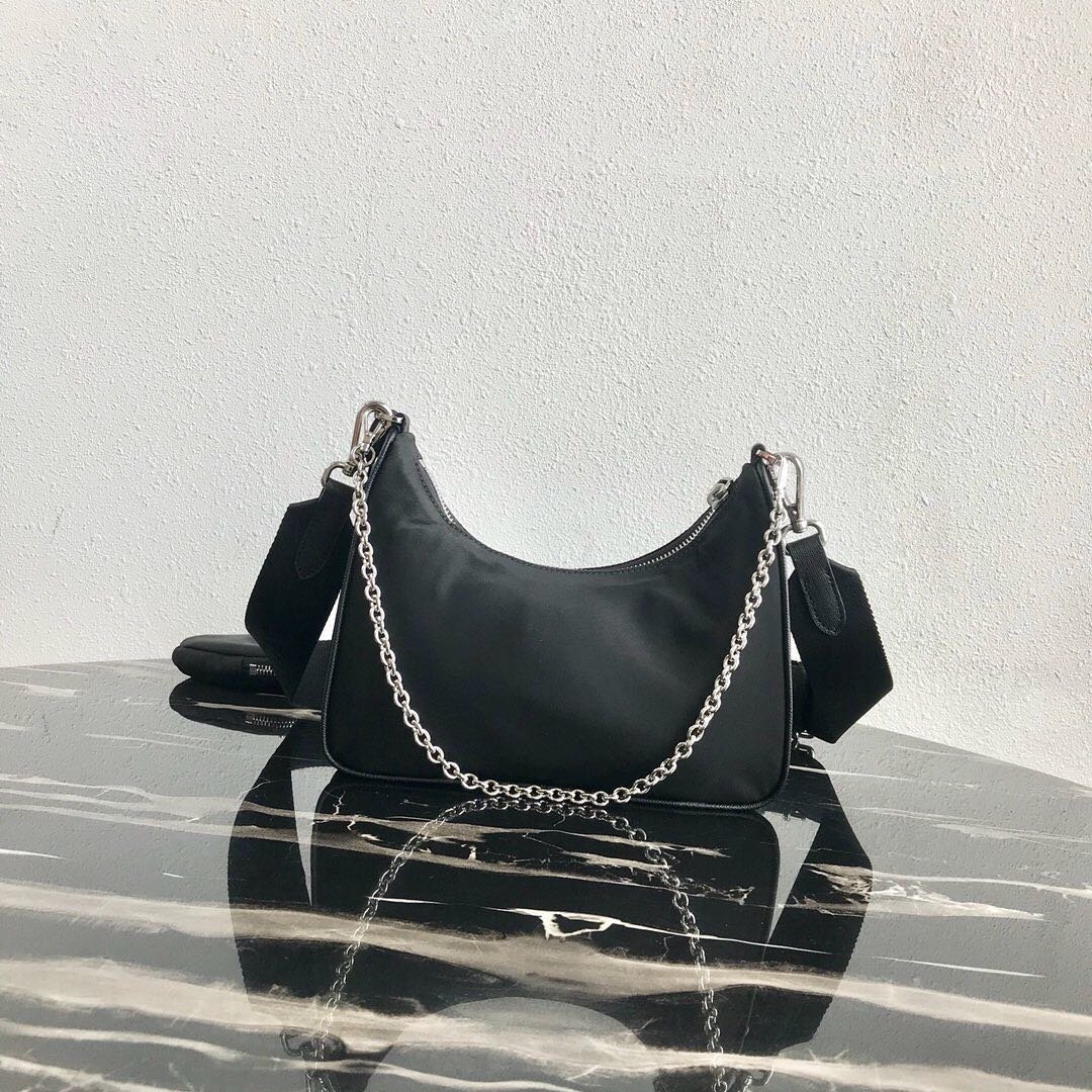 Pra*a Nylon Hobo Bag 22cm
