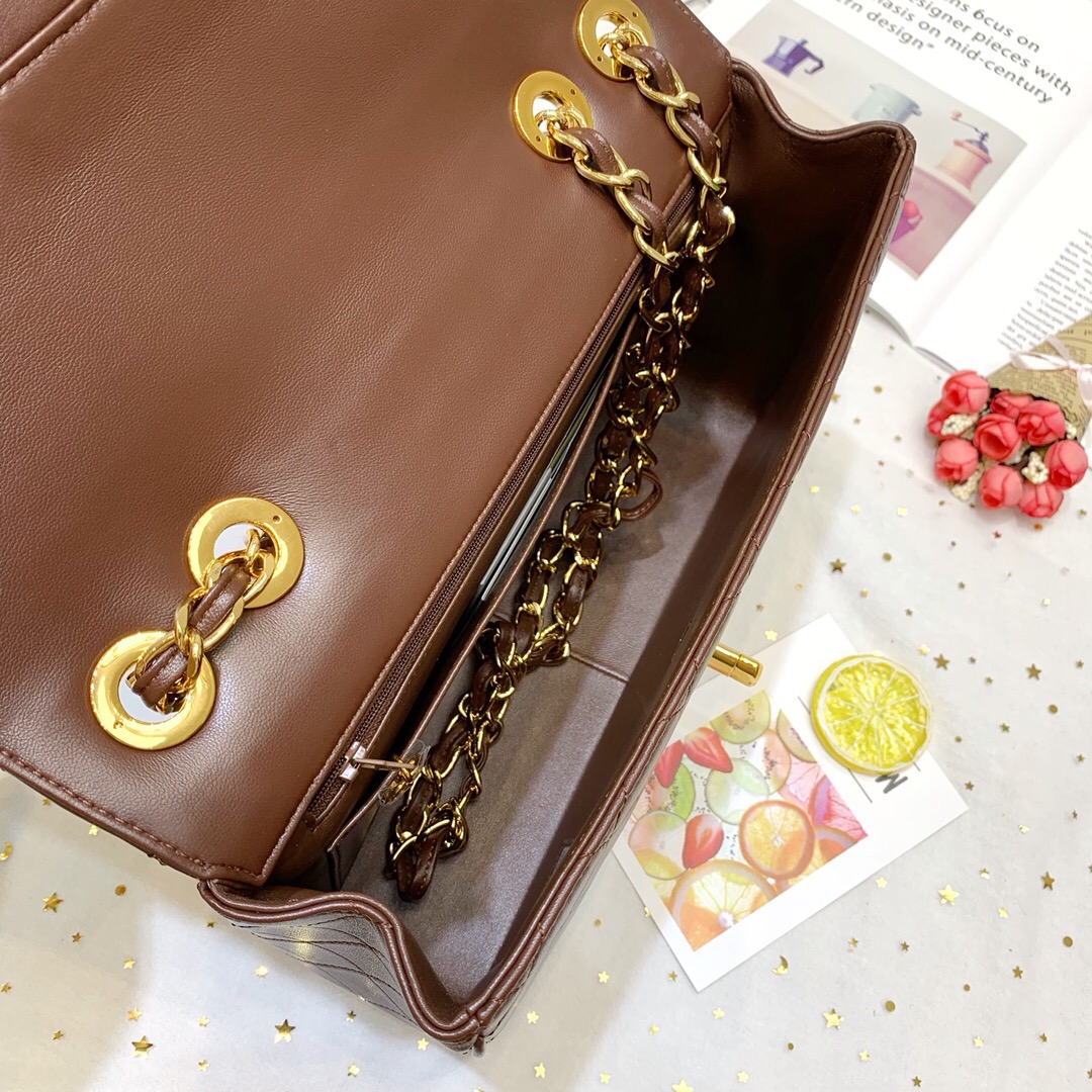 Ch**el Classic Flap Bag 30cm Dark Brown