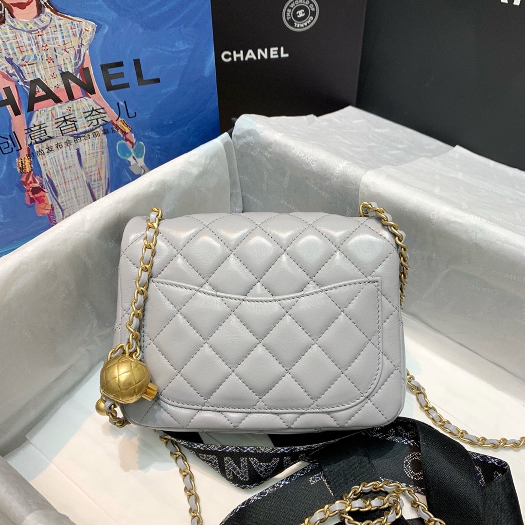 Ch**el Mini Flap Bag 17cm Gray