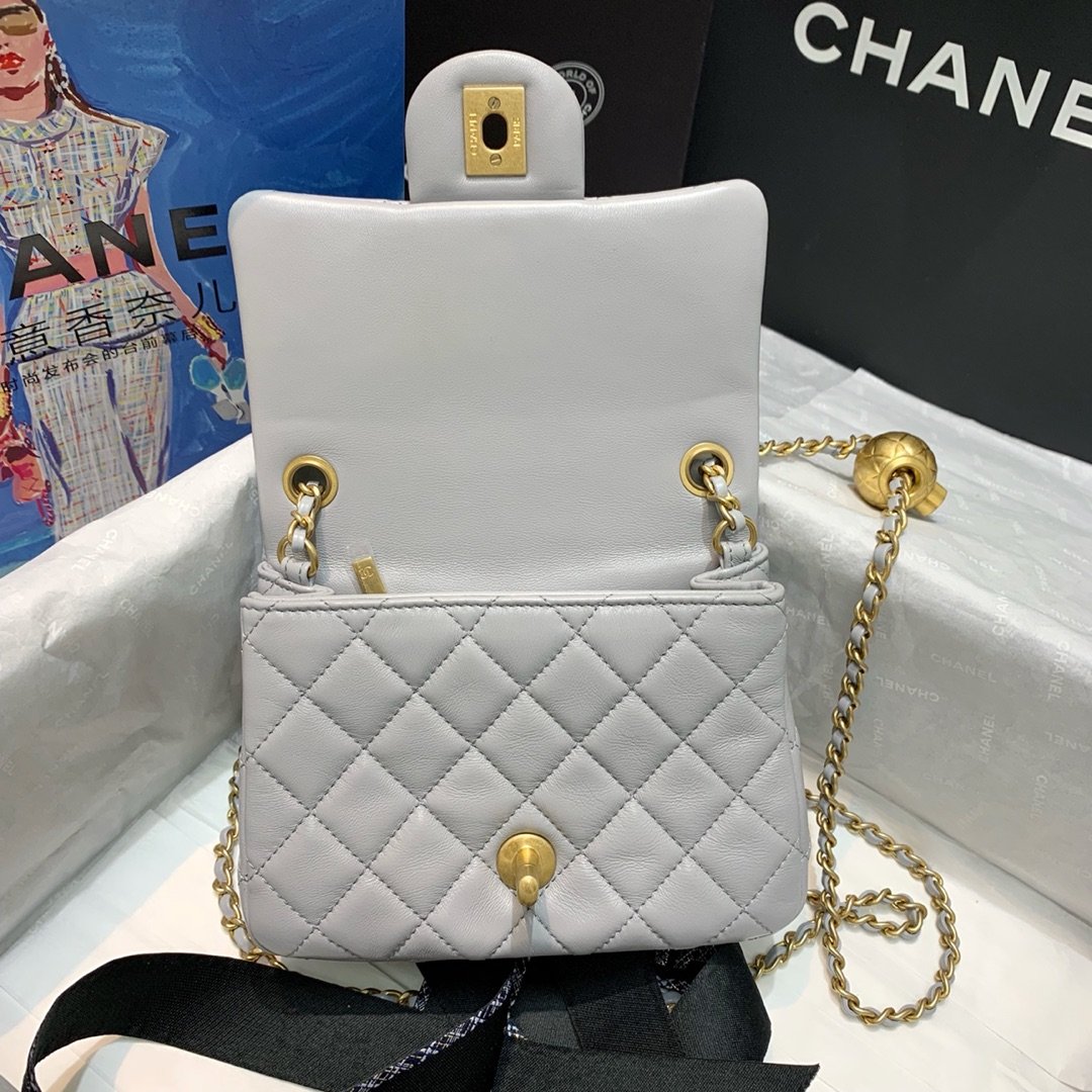 Ch**el Mini Flap Bag 17cm Gray