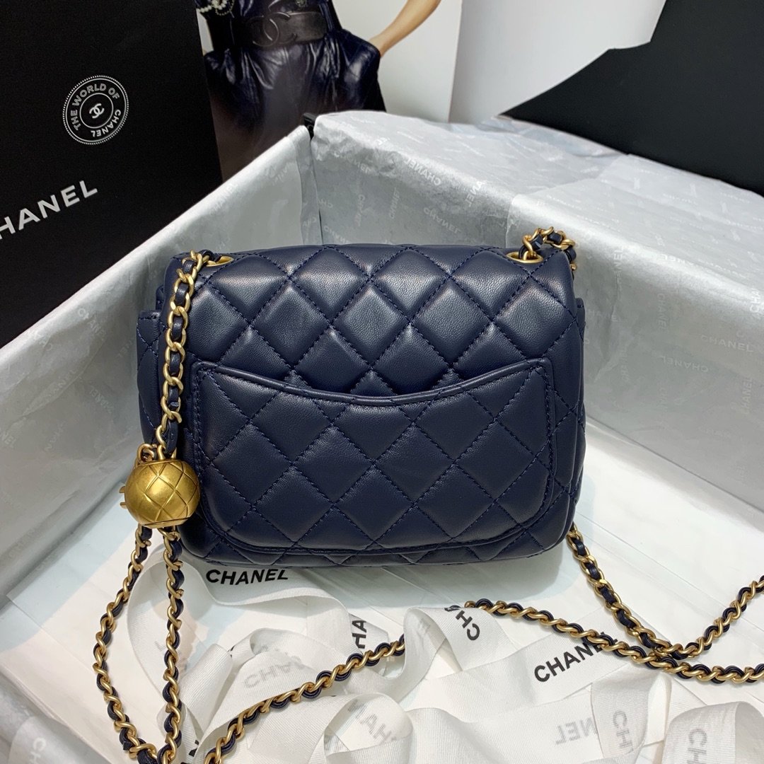 Ch**el Mini Flap Bag 17cm Navy Blue