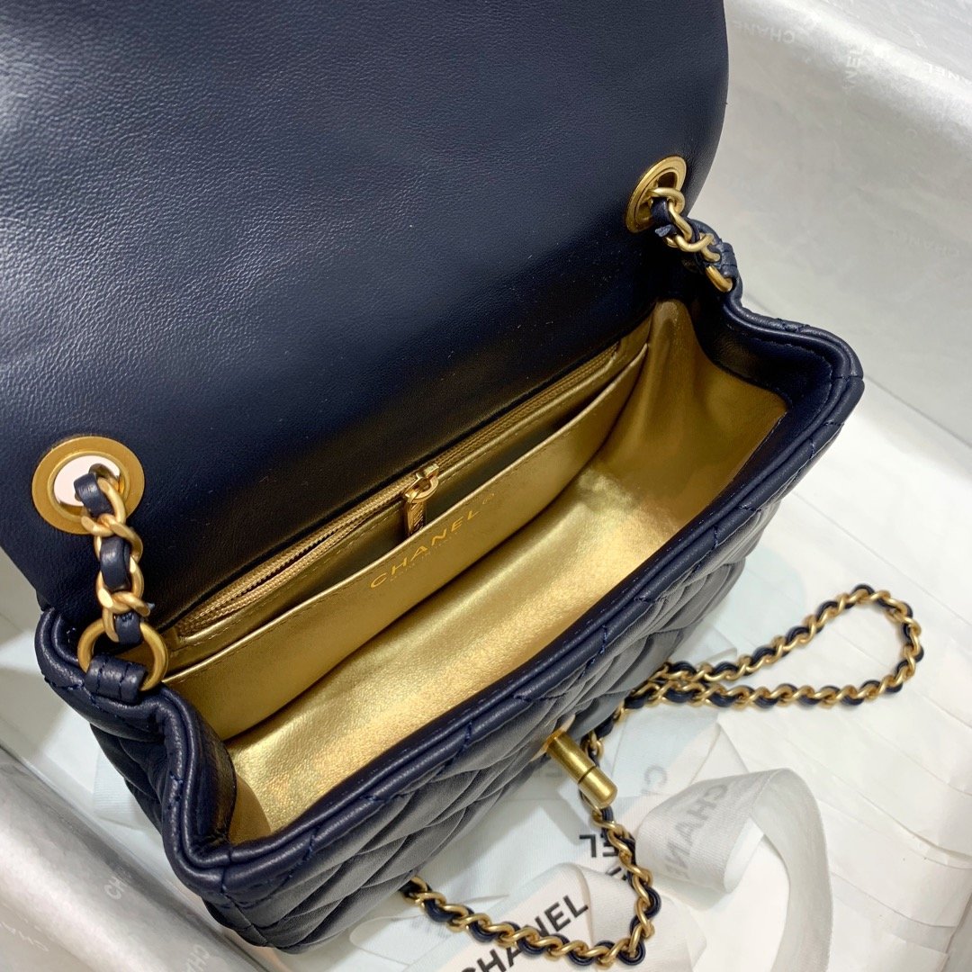 Ch**el Mini Flap Bag 17cm Navy Blue