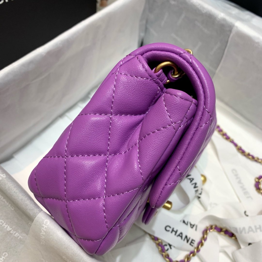 Ch**el Mini Flap Bag 17cm purple